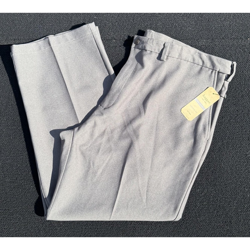 Haggar Pants Mens 42x29 Gray Classic Fit Dress Comfort Waist Microfiber HC10157